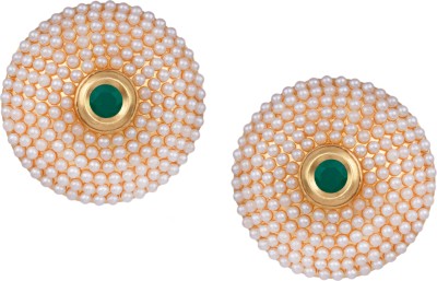 JFL Jewellery for Less Gold Plated Pearl Studed Round Shape Stud Earring for Women and Girls Copper Stud Earring