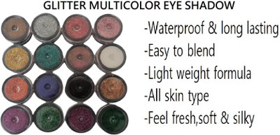 GFSU 16 Multicolor Loose Glitter Multipurpose Eyeshadow ,Highlighter , Nail Art 24 g(MULTICOLOR)