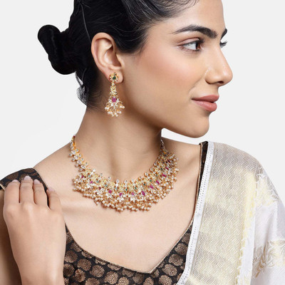 Estele Brass Gold-plated Multicolor Jewellery Set(Pack of 1)