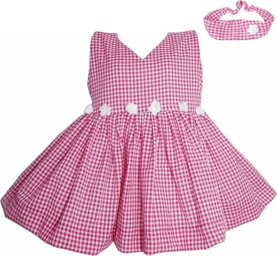 harshvardhanmart Baby Girls Midi/Knee Length Casual Dress(Pink, Sleeveless)
