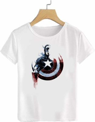 Bbf Boys Printed Pure Cotton Regular T Shirt(White, Pack of 1)