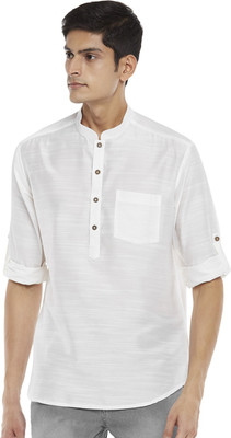 Indus Route by Pantaloons Men Solid Straight Kurta(White)