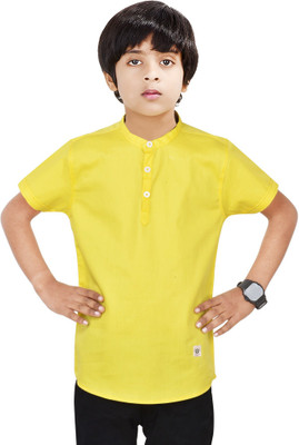MOHINI CREATION Boys Solid Straight Kurta(Yellow)