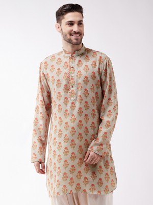 VASTRAMAY Men Printed Straight Kurta(Beige)