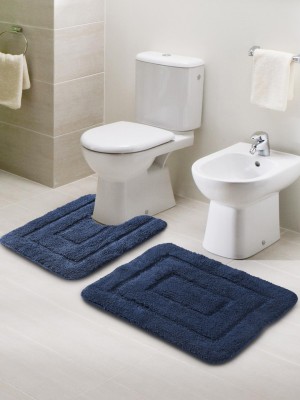 Saral Home Cotton Bathroom Mat(Blue, Medium, Pack of 2)