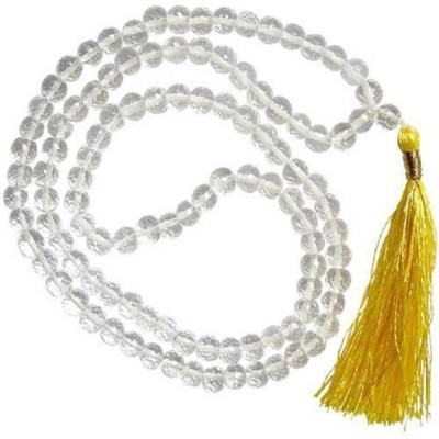 Senroar White Sphatik Mala Crystal Stone Chain Quartz Crystal Necklace