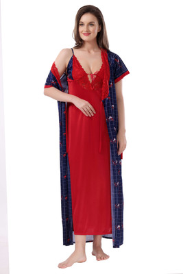 AV2 Women Nighty with Robe(Dark Blue)