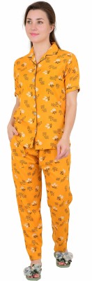 Redglo Women Printed Yellow Shirt & Pyjama set