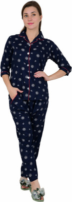 SDGP Women Printed Blue Shirt & Pyjama set