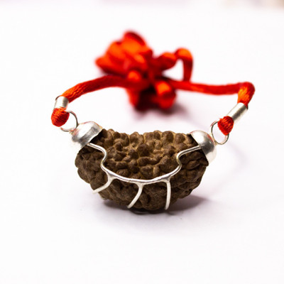 Your Spiritual Revolution 1 Mukhi Rudraksha Capped with Silver with Handmade Tassel One Face Rudraksha Stone Pendant