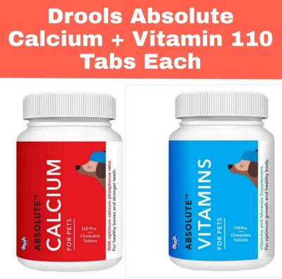 Drools Drools Absolute Cal+Vit (110 Tablets Each) Dog Supplement Chicken 0.8 kg (2x0.4 kg) Dry Adult, New Born, Senior, Young Dog Food