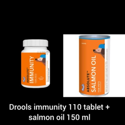 Drools Drools immunity 110 tablet + salmon oil 150ml combo Chicken 0.5 kg (2x0.25 kg) Wet Adult, New Born Dog Food