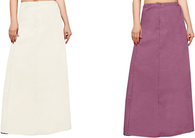 FABMORA COMBO-PTC-2-MAUVE-OFF-WHITE Pure Cotton Petticoat(Free)