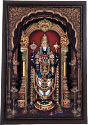 SujArta Tirupati Venkateshwara Balaji Photo, Premium Print, 20*14 Inch, 4 mm Board Religious Frame