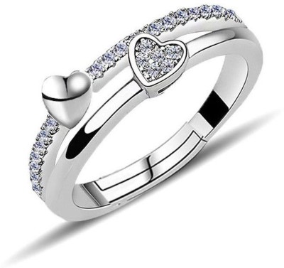BLOOM STYLE New 925 Original Silver Creative Heart to heart shaped ring for women and girls Silver Diamond Ring