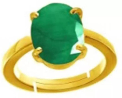 Neeba Emerald Ring Wt. 5.25Ratti With Certificate Metal Emerald Gold Plated Ring