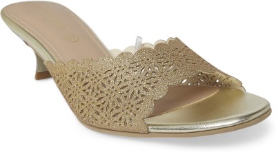 Forever Glam By Pantaloons Women Heels(Gold , 4)