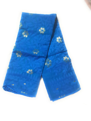 dsfashion Self Design Jamdani Cotton Silk Saree(Light Blue)