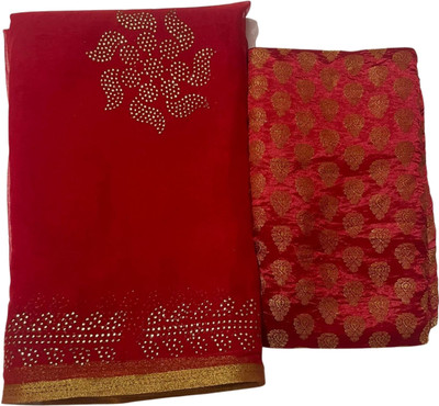 Xclusive Designer Embellished Bollywood Chiffon Saree(Red)