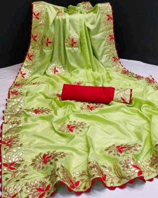 omshivam Embellished Bollywood Silk Blend Saree(Multicolor)