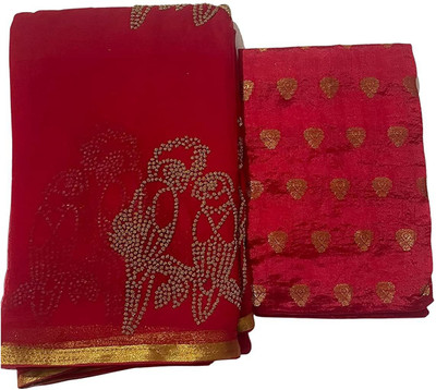 Xclusive Designer Embellished Bollywood Chiffon Saree(Red)