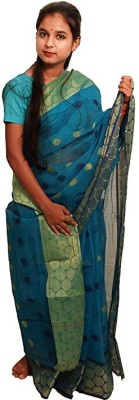 NM Enterprise Printed Tant Cotton Silk Saree(Blue)