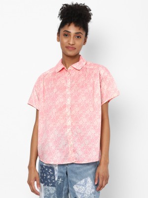 American Eagle Outfitters Women Printed Casual Pink Shirt