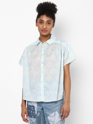 American Eagle Outfitters Women Printed Casual Blue Shirt
