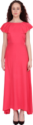 Shyammc Women Maxi Pink Full Length Dress