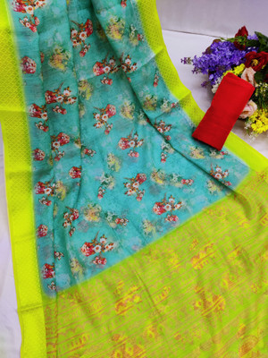APERA Digital Print Bollywood Cotton Blend Saree(Multicolor)