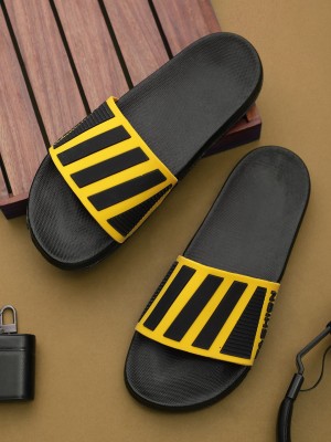 Pampy Angel Men Slides(Black, Yellow , 6)