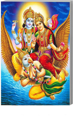komstec 45.72 cm Maha Vishnu Srinivasa Bhagwan Sunboard Narayana Lakshmi Laxmi Self Adhesive Sticker(Pack of 1)
