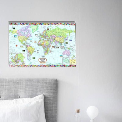 komstec 45.72 cm World Map Wall Sunboard Designs Self Adhesive Sticker(Pack of 1)