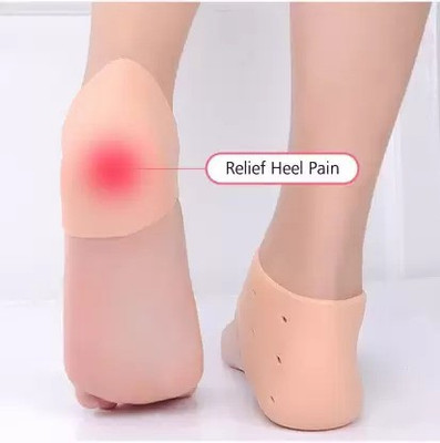 Viven enterprise Silicon Gel Heel Socks Pad Heel Pain Relief Heel Support Heel Support(Orange)