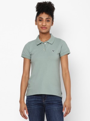 American Eagle Outfitters Solid Women Polo Neck Green T-Shirt