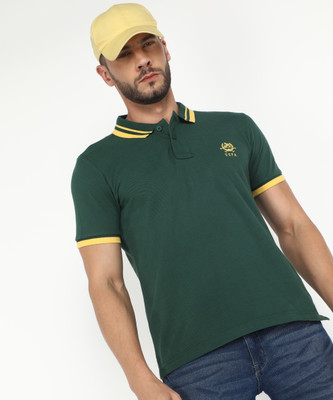 U.S. POLO ASSN. Solid Men Polo Neck Green T-Shirt