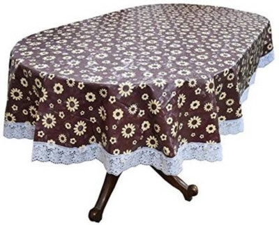 ZITIN PVC 6 Seater Floral, Printed Table Cover(Brown)