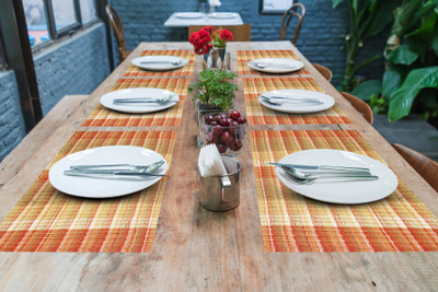PRAKARTIK Rectangular Pack of 6 Table Placemat(Green, Cotton)