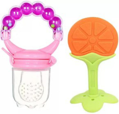 qtypie TEETHER FRUIT FEEDER Teether and Feeder(Pink, Red)