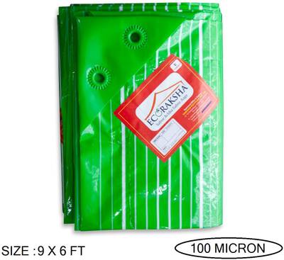 Tandhan Ecoraksha Lining Premium Multilayer Eco-friendly 9 X 6 Ft tarpaulin Sheet Tent - For Multipurpose Heavy Duty Waterproof Tadpatri 100 Microns Plastic Cover Tharpai
