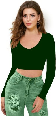 Dream Beauty Fashion Casual Solid Women Dark Green Top