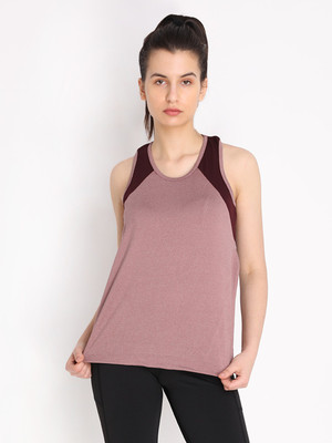 CHKOKKO Casual Color Block Women Maroon Top