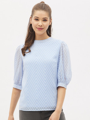 HARPA Casual Self Design Women Blue Top