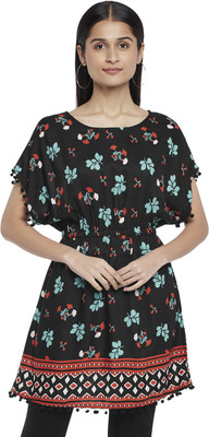 PEOPLE Casual Printed Women Black Top