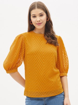 HARPA Casual Self Design Women Yellow Top