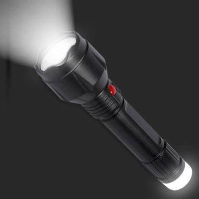 AKR Led Flashlight Torch with Rechargeable Lithium Battery and 2 Modes Torch Torch(Black, 16 cm, Rechargeable)