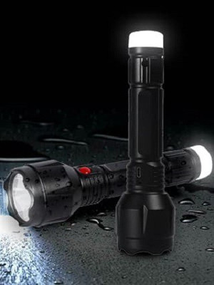 AKR 20 Watt Bright Led Flashlight with Nigh Light Hand Torch ( Rechargeable) Torch(Black, 16 cm, Rechargeable)