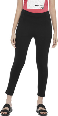 PEOPLE Skinny Fit Women Black Trousers