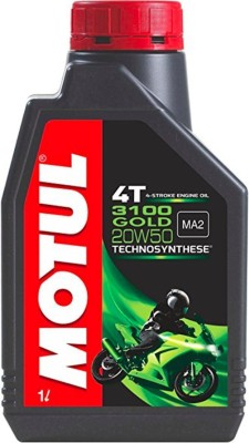 MOTUL 3100 Gold 4T 20W-50 20W-50 Techno Synthetic Blend Engine Oil(1 L, Pack of 1)