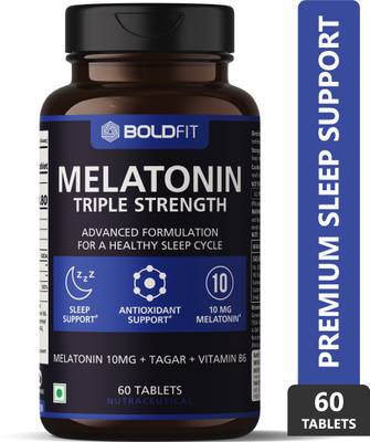 BOLDFIT Melatonin 10mg Tablets Sleeping Pills Medicine Deep Sleep Support Nind Ki Goli